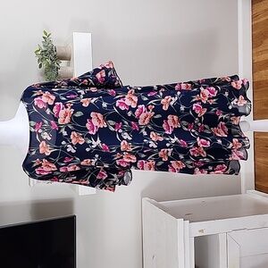 Lauren Ralph Lauren Navy Blue Floral Short Sleeve Dress
